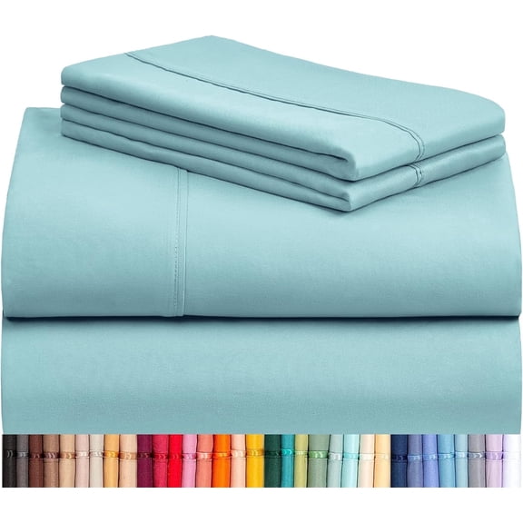 Luxclub California King Cooling Sheets Set, Soft Microfiber Bed Sheet with Deep Pockets and Wrinkle Resistant Fabric, Aqua, 4 Piece