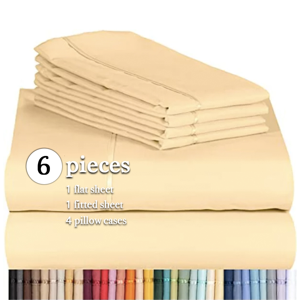 6 PC Bamboo Sheet Set w/ 18 inch Deep Pockets Eco Friendly, Wrinkle Free