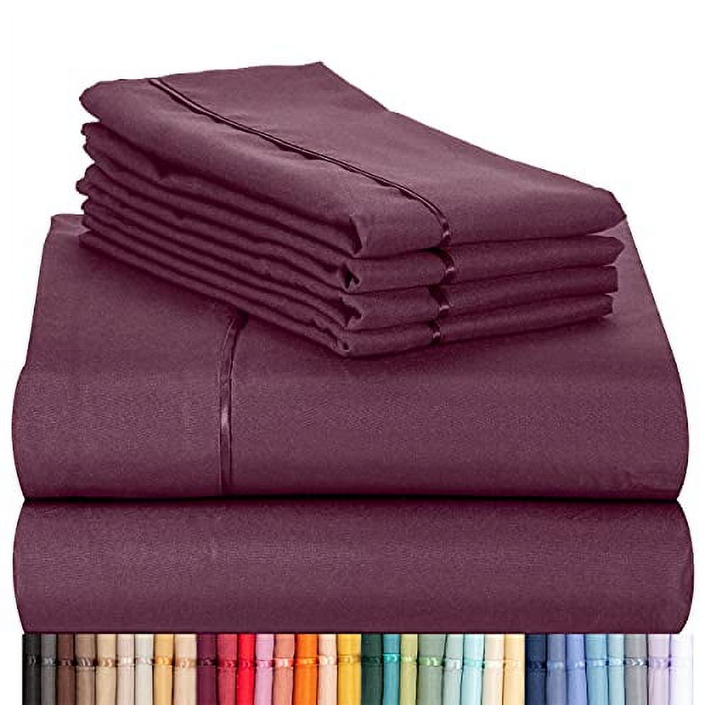 Cooling 6 pc Microfiber Sheet Set, Eggplant Queen Soft, and