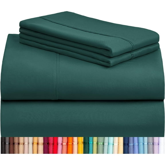 LuxClub 4 PC King Sheet Set, Breathable Luxury Bed Sheets, Deep Pockets Wrinkle Free Cooling Bed Sheets Machine Washable Hotel Bedding Silky Soft - Emerald King