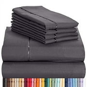 Luxclub King Cooling Sheets Microfiber Bed Sheet Set, Deep Pocket Soft Bedding Set, Gray, 4 Piece