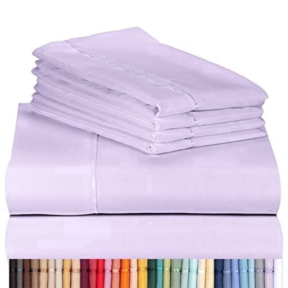 Luxclub Queen Cooling Sheets Set, Ultra Soft Microfiber Bedding, Deep Pocket, Wrinkle Free, Lavender, 4 Piece