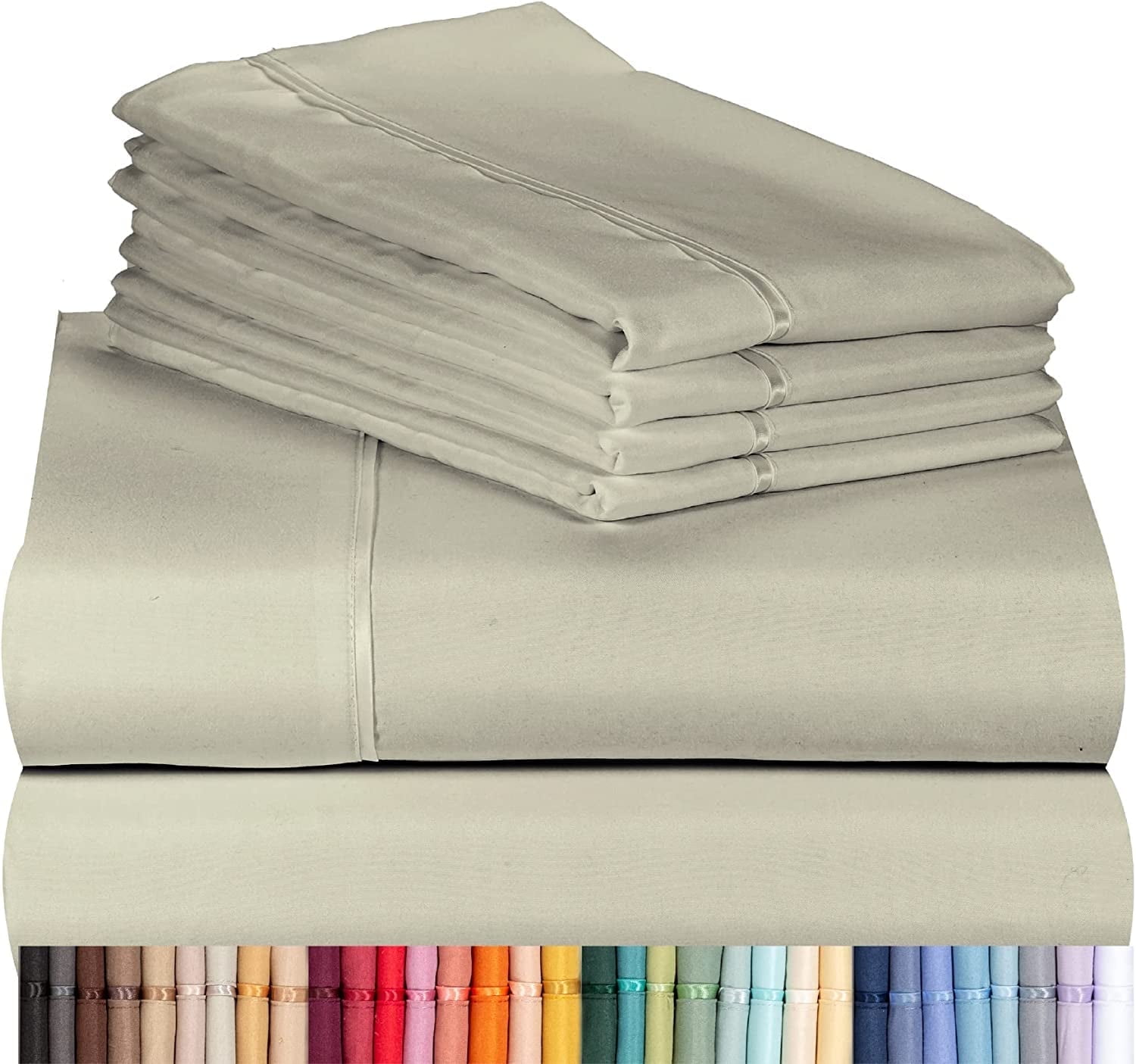 Luxclub Cooling 6 pc Microfiber Sheet Set, Light Taupe King- Soft, and Deep Pocketed Comfortable Bed Sheets - Walmart.com