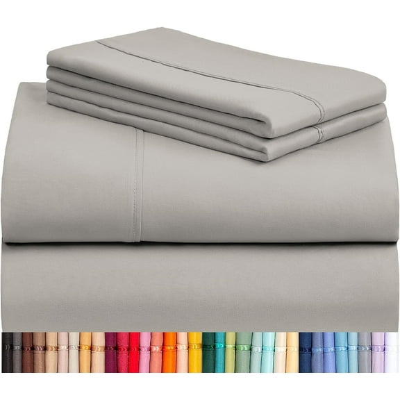 LuxClub 4PC King Sheet Set, Deep Pockets Wrinkle Free Cooling Bed Sheets Hotel Bedding for Women, Men, Includes 1 Fitted Sheet, 1 Flat Sheet and 2 Pillowcases-Soft Light Taupe