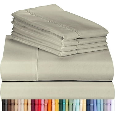 Luxclub Cooling 6 pc Microfiber Sheet Set, Light Taupe King- Soft, and Deep Pocketed Comfortable Bed Sheets