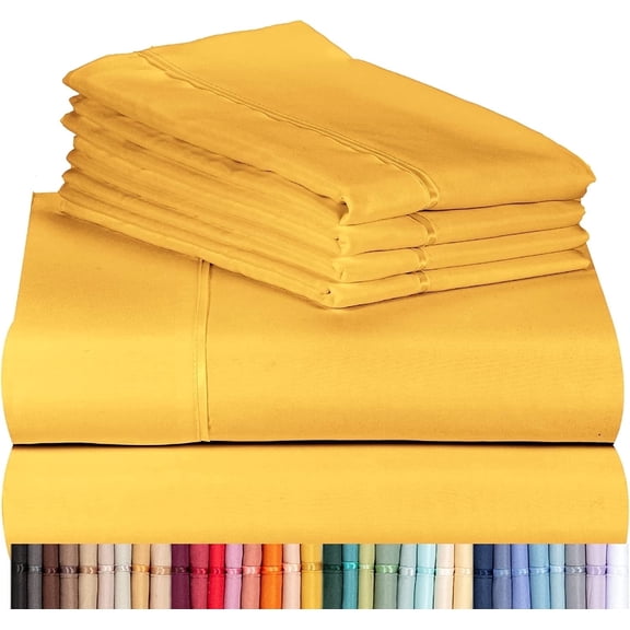 Luxclub Deep Pocket Cooling Microfiber Sheet Set, 6 Piece California King, Medallion Gold