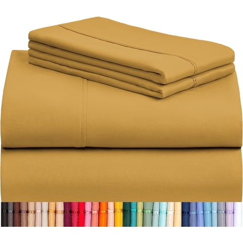 LuxClub California King Cooling Sheets Set, Deep Pocket Microfiber Bedding for Women, Men & Kids, Medallion Gold, 6 Piece