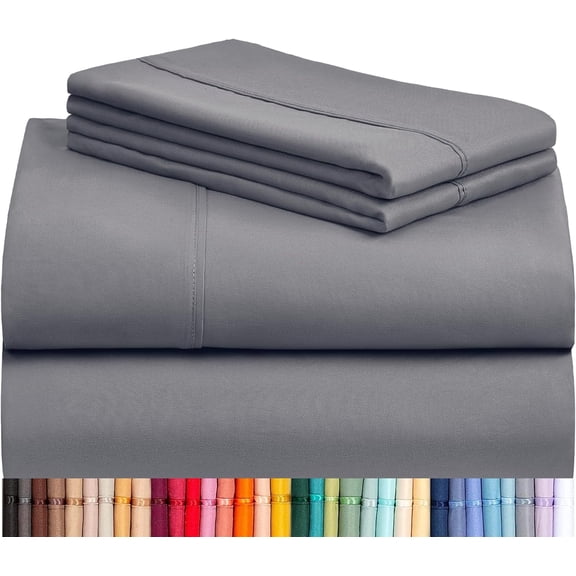 Luxclub California King Cooling Sheets Set, Deep Pockets, Wrinkle-Free Soft Bedding, Silver, 4 Piece