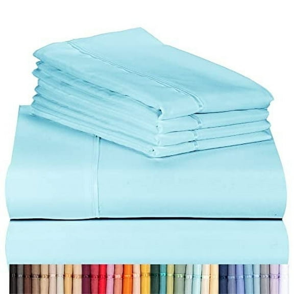 Luxclub Cooling Sheet, 6 Piece Ultra Soft Microfiber Bed Sheets & Pillowcases, Queen - Aqua