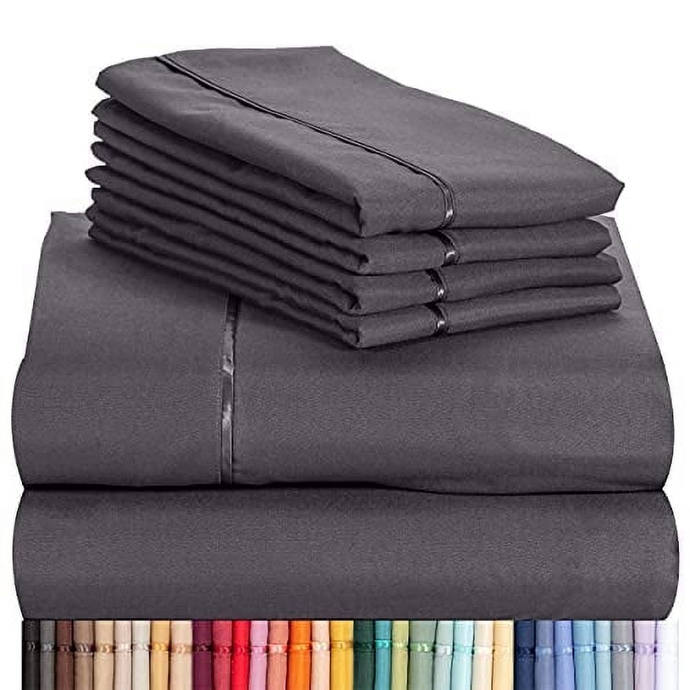 Luxclub Cooling 6 piece Ultra Soft Microfiber Bed Sheets & Pillowcases, Queen - Dark Grey, High Thread Count 1800 Series, Extra Deep Pocket Wrinkle Free Breathable Sheet Sets - Walmart.com