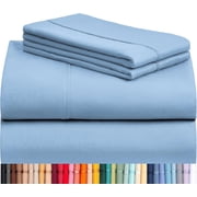Luxclub Queen Cooling Sheets Set, Ultra Soft Microfiber Bedding, Deep Pocket, Wrinkle Free, Sky Blue, 4 Piece