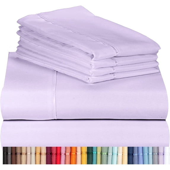 Luxclub Cooling 7 pc Microfiber Sheet Set, Lavender Split King- Soft, and Deep Pocketed Comfortable Bed Sheets