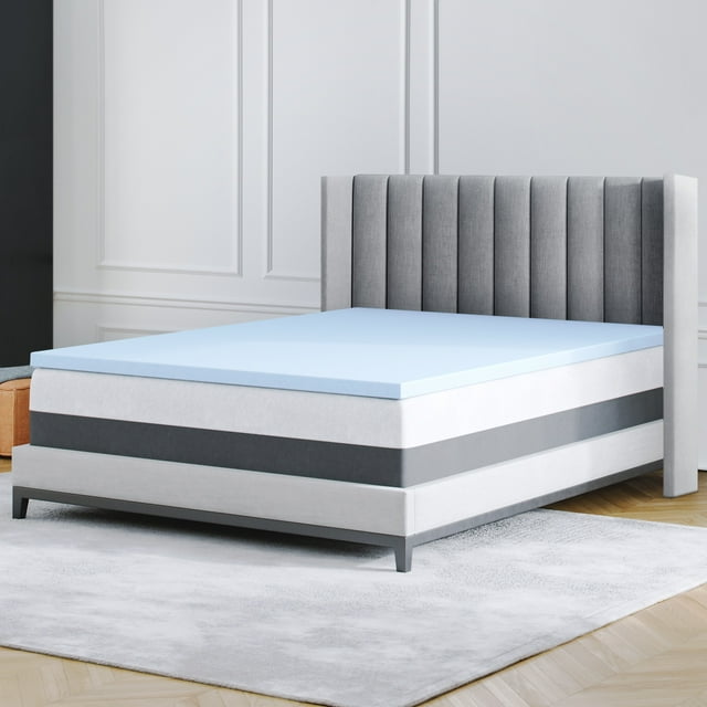 Memory Foam Mattress Topper, Cooling Gel Infused Bed Topper, 2