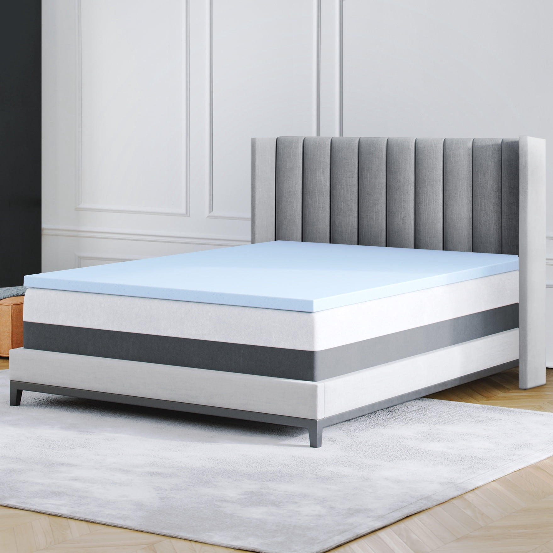 Memory Foam Mattress Topper, Cooling Gel Infused Bed Topper, 2
