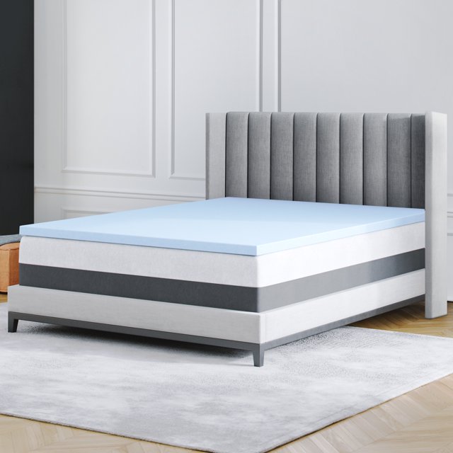 Memory Foam Mattress Topper, Cooling Gel Infused Bed Topper, 2