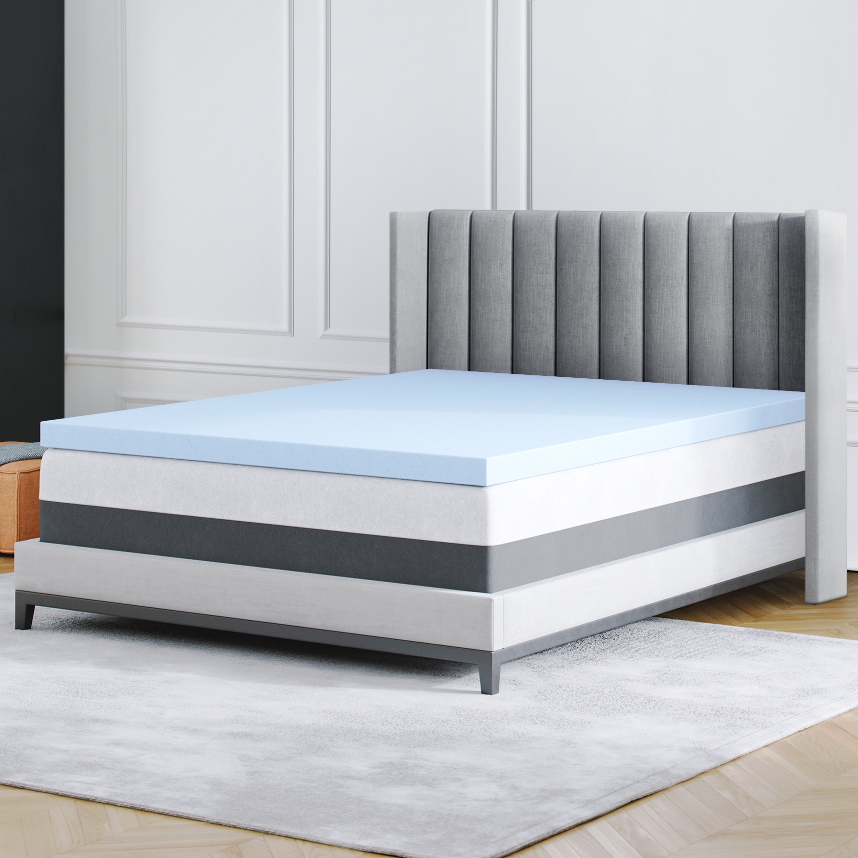 Memory Foam Mattress Topper, Cooling Gel Infused Bed Topper, 3