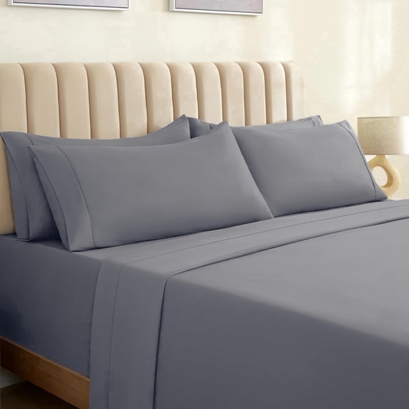 Luxclub queen cooling sheet set, microfiber moisture-wicking, silver, 6-piece
