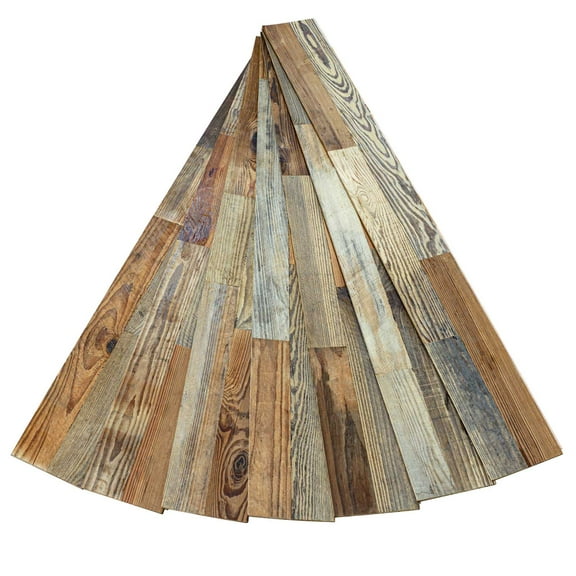 Luxdecor Real Reclaimed Wood Planks for Wall-10 Pieces Easy Nail-Up Shiplap Rustic Style 6" Wide Wood Shiplap Panels for Wall 19.44 Sq Ft (Natural Weathered Brown)