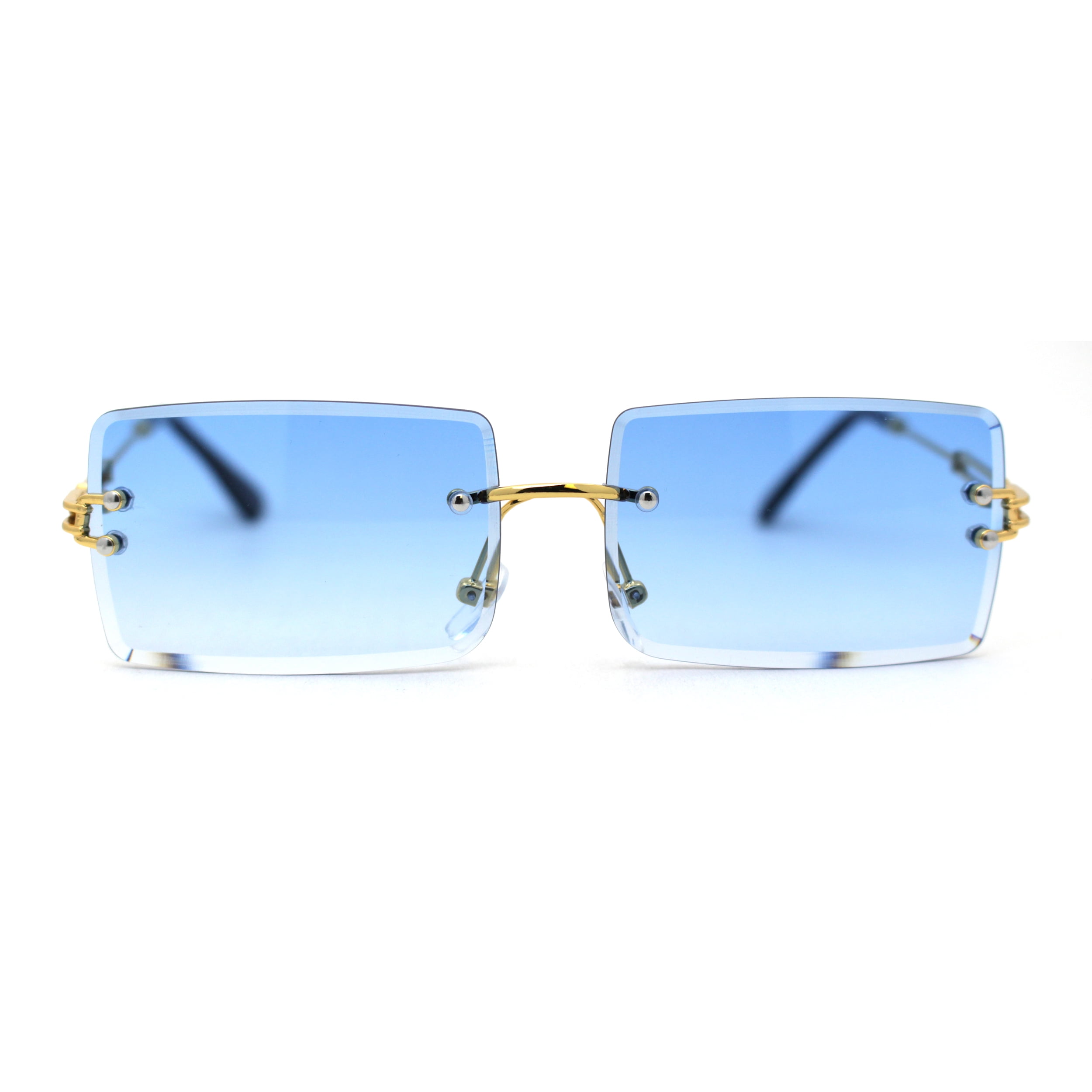 Luxe square oversized gradient sunglasses Sunglasses Luxe 90s Inspired Rimless Gradient Lens Medium Square  main image 4