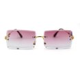 thumbnail image 1 of Luxe 90s Full Rimless Bevelled Oceanic Lens Square Sunglasses Gold Purple Grey, 1 of 4