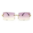 thumbnail image 1 of Luxe 90s Full Rimless Bevelled Oceanic Lens Square Sunglasses Gold Purple Yellow, 1 of 4