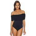 thumbnail image 1 of Luxe Aphrodite Plisse (Please Say) Ruffle One Piece LU16558-BLK S / Black, 1 of 3