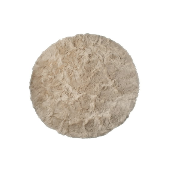 Luxe Arlington Faux Sheepskin Rug Taupe 6 Inch Round Circular