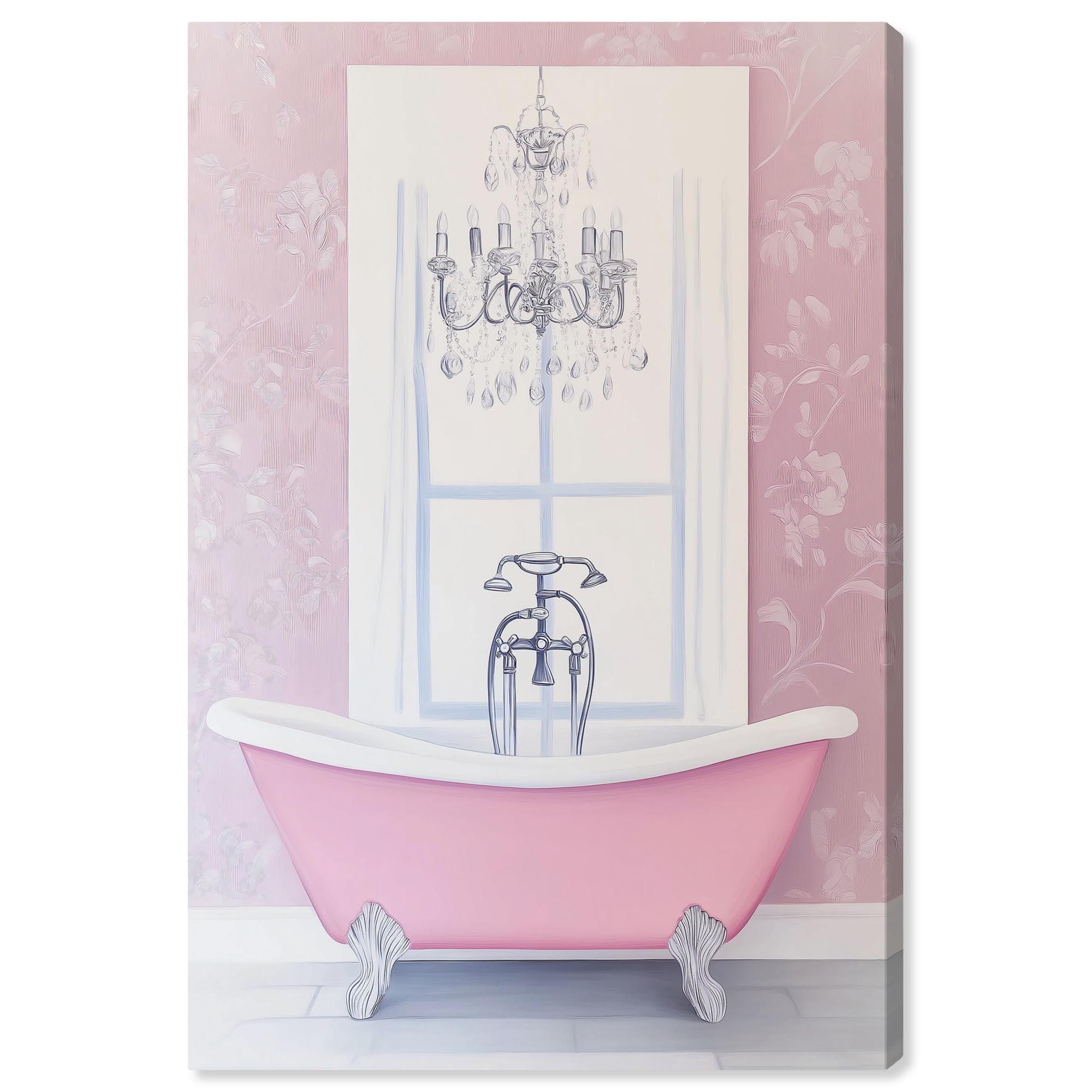 Pink and White Glam Bathroom Canvas Art, 24" x 36"