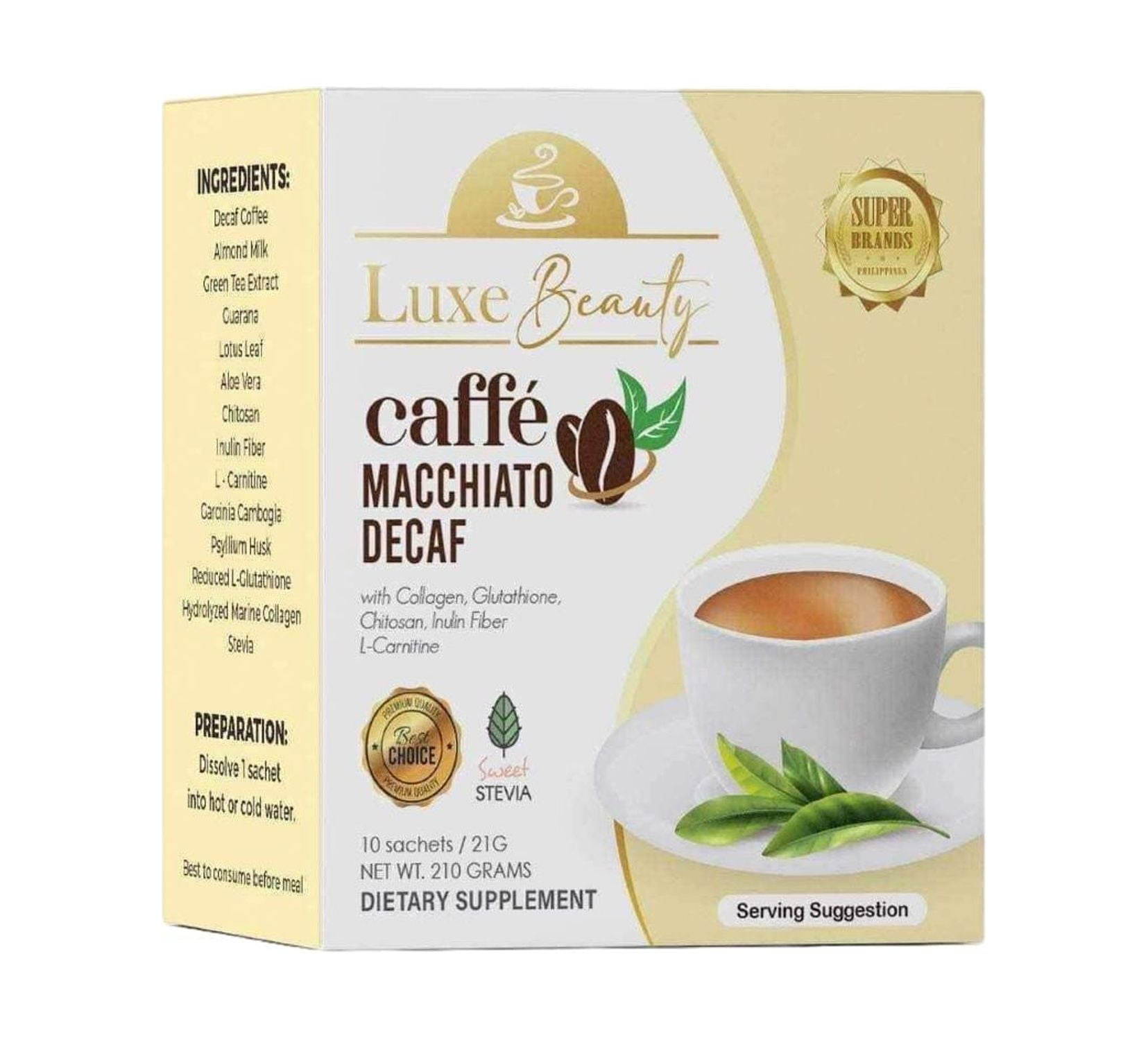 Luxe Beauty Caffe Macchiato DECAF 10 Sachets - Walmart.com Luxe Beauty Caffe Macchiato DECAF 10 Sachets - Walmart.com