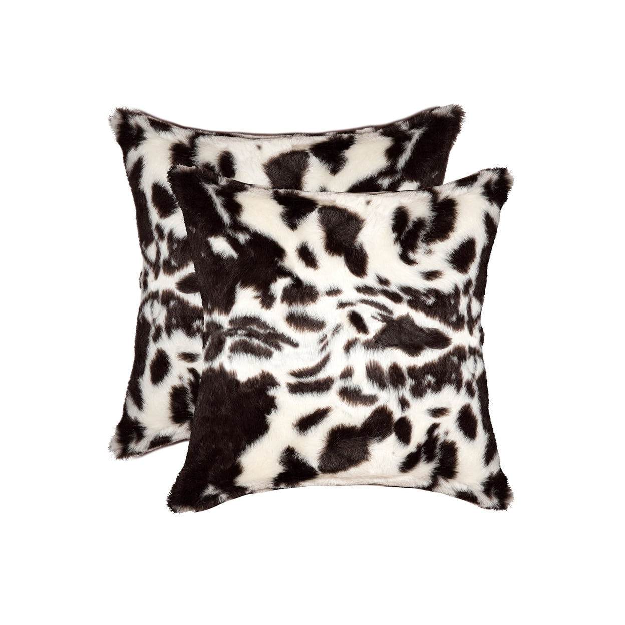 Brownsville Chocolate and White Faux Fur Square Throw Pillow Set