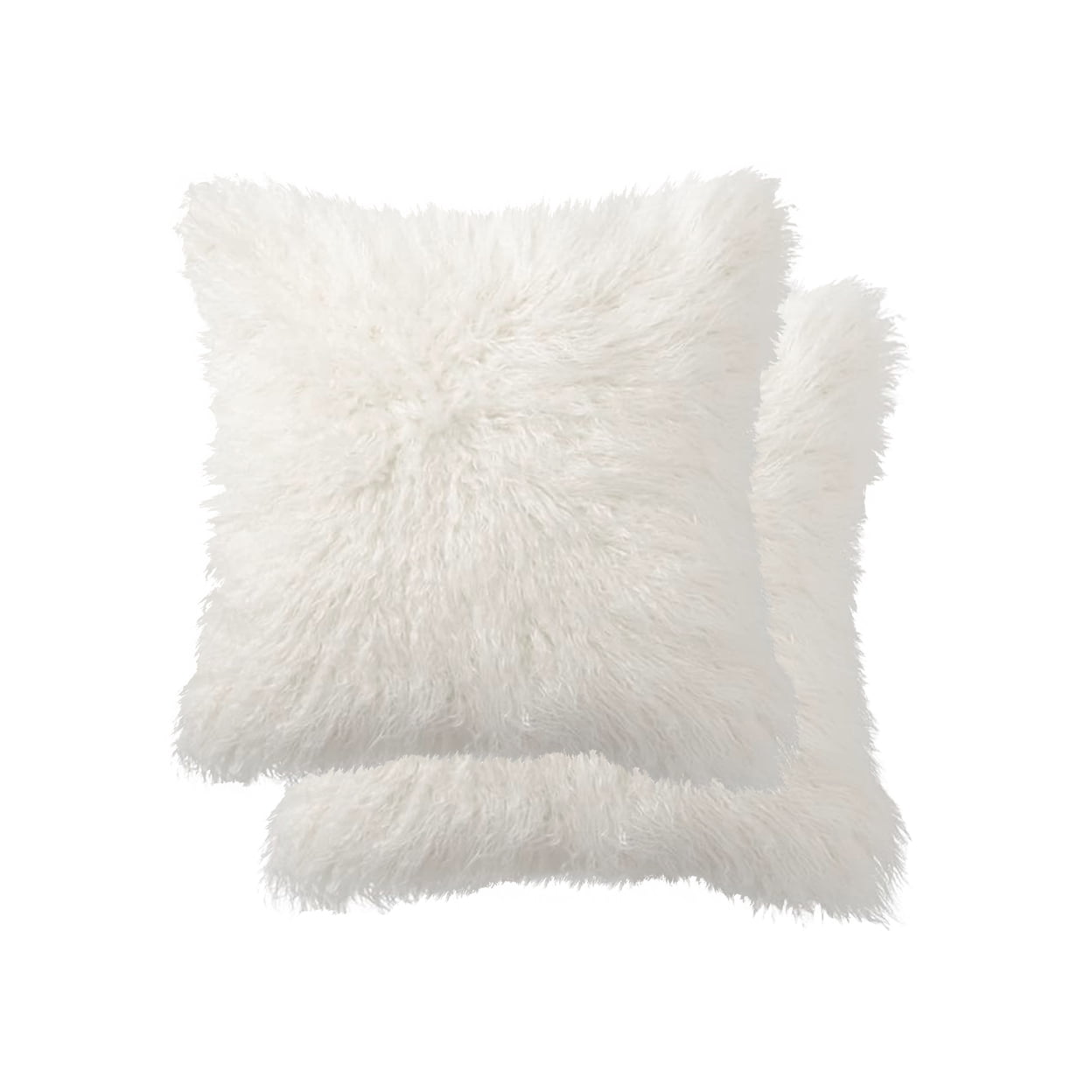 Luxe Belton Faux Sheepskin Pillow 2-Pack Off-White 18x18 Inches Decor Cushion