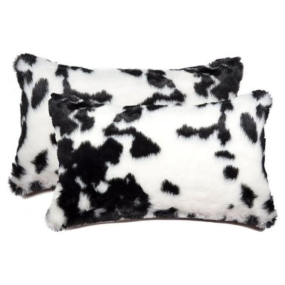 Luxe Belton Faux faux Pillow 12x20 2-Pack Sugarland Black White