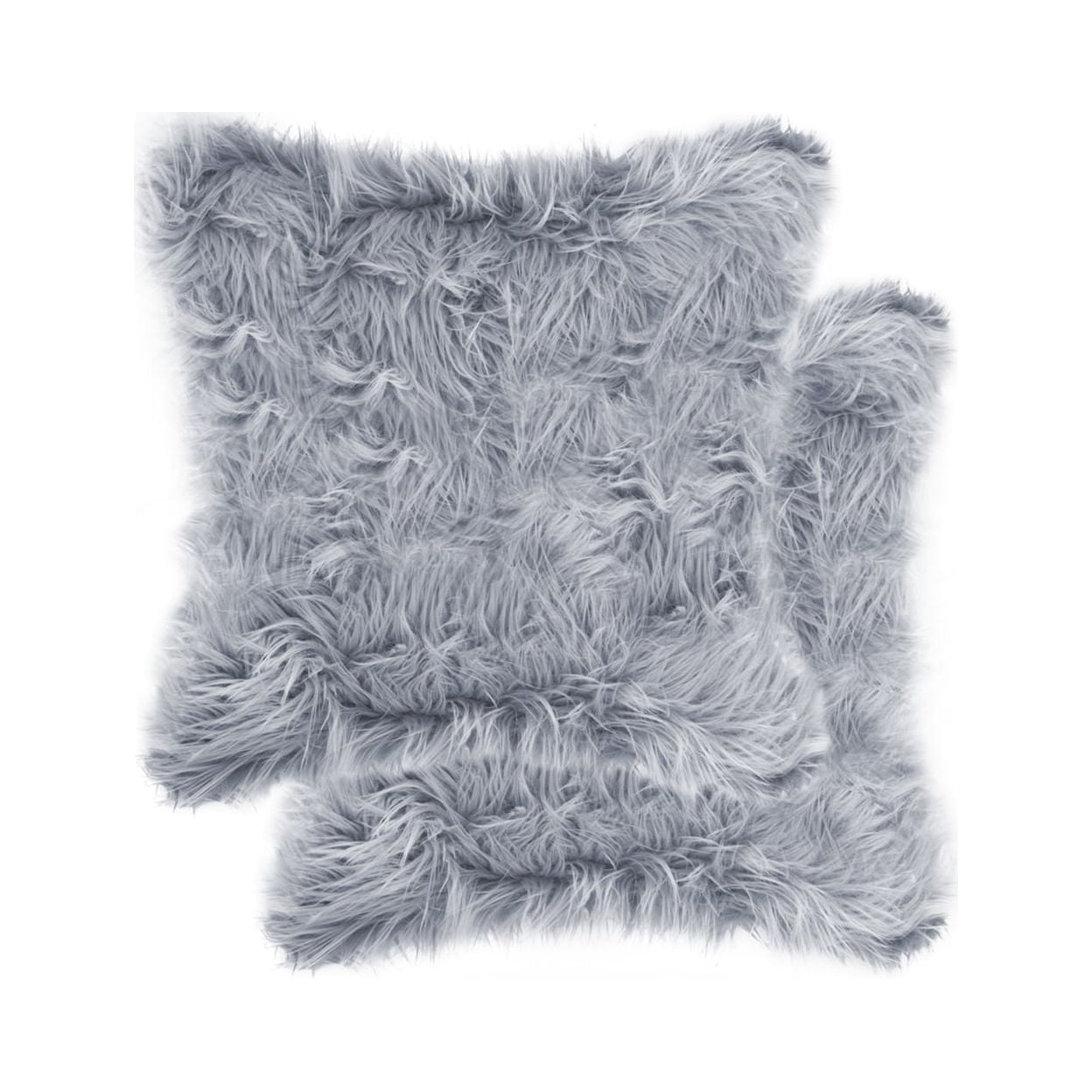 Gray Faux Fur Square Kids Pillow Set