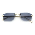 thumbnail image 1 of Luxe Bevel Geometric Square Rectangle Rimless Cougar Head Sunglasses Gold - Smoke, 1 of 4