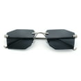 thumbnail image 1 of Luxe Bevel Geometric Square Rectangle Rimless Cougar Head Sunglasses Silver - Black, 1 of 8
