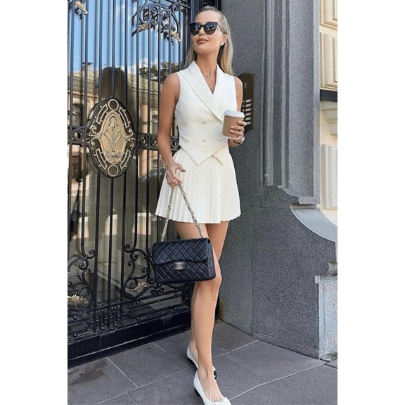 Luxe Blazer Dress Set (S, White)