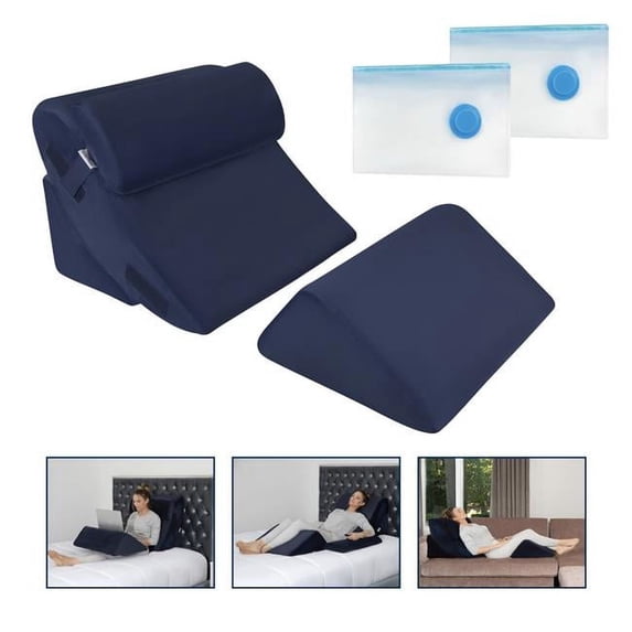Luxe Casa B09H1JVFB1 Luxe Casa 4 Pcs Orthopedic Bed Wedge Pillow Set Blue Post Surgery, Relaxing, Back & Adjustable Head Support Cushion