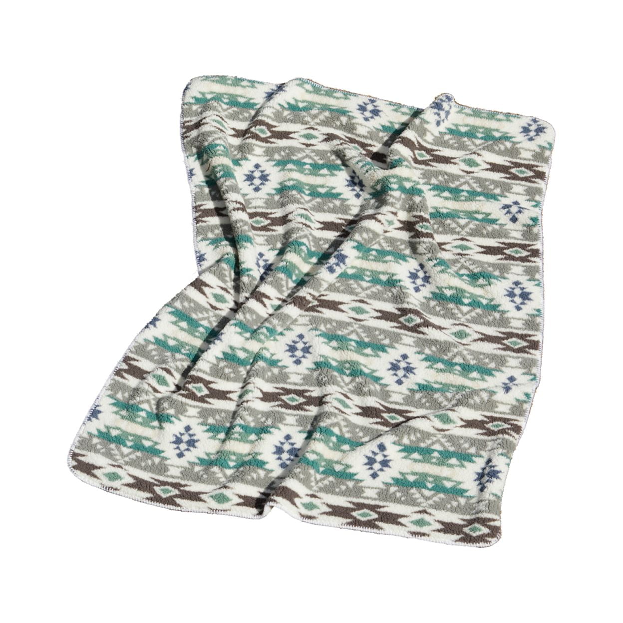 Navajo Print Grey Reversible Sherpa Fleece Throw Blanket 50x60