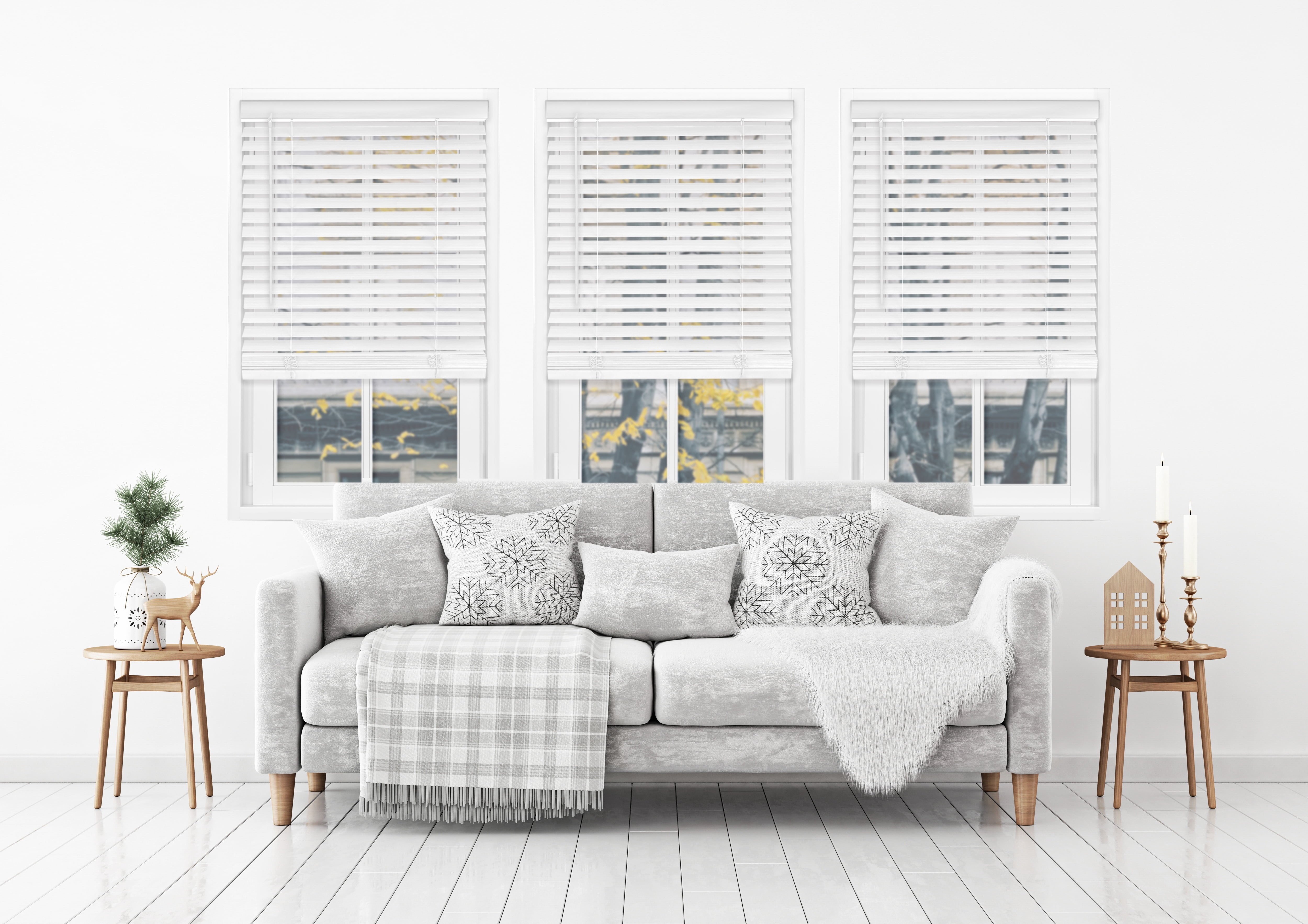 Luxe Cordless Faux Wood Blinds, Designer White