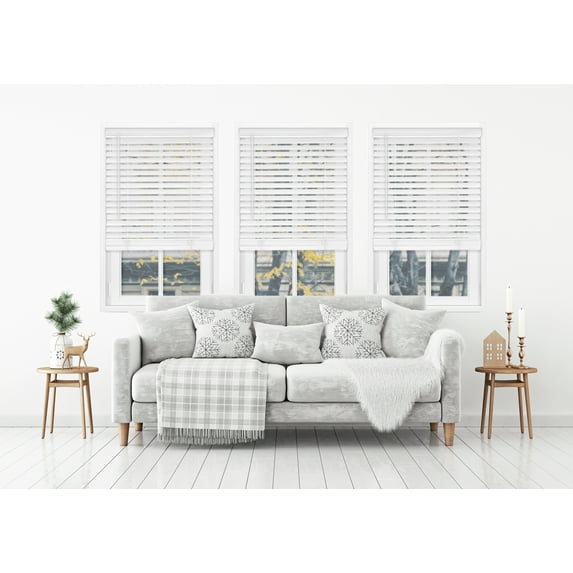 Luxe Cordless Faux Wood Blinds, Designer White