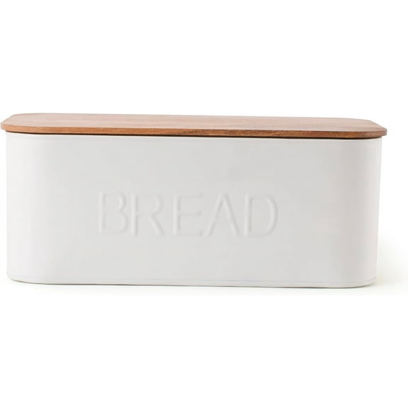 Luxe Designs | Bread Box with Wooden Lid  Stylish & Durable Bread Storage Container for Fresh Bread, Pastries, and Baked Goods  Keeps Breads Fresher for Longer