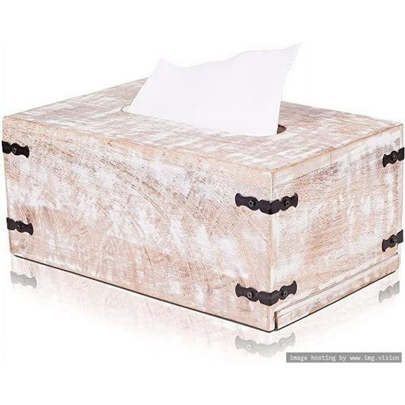 Luxe Designs | Grey Wooden Rectangular Tissue Box Cover/Tissue Dispenser/Napkin Holder - Slide-Out Bottom - Farmhouse Décor