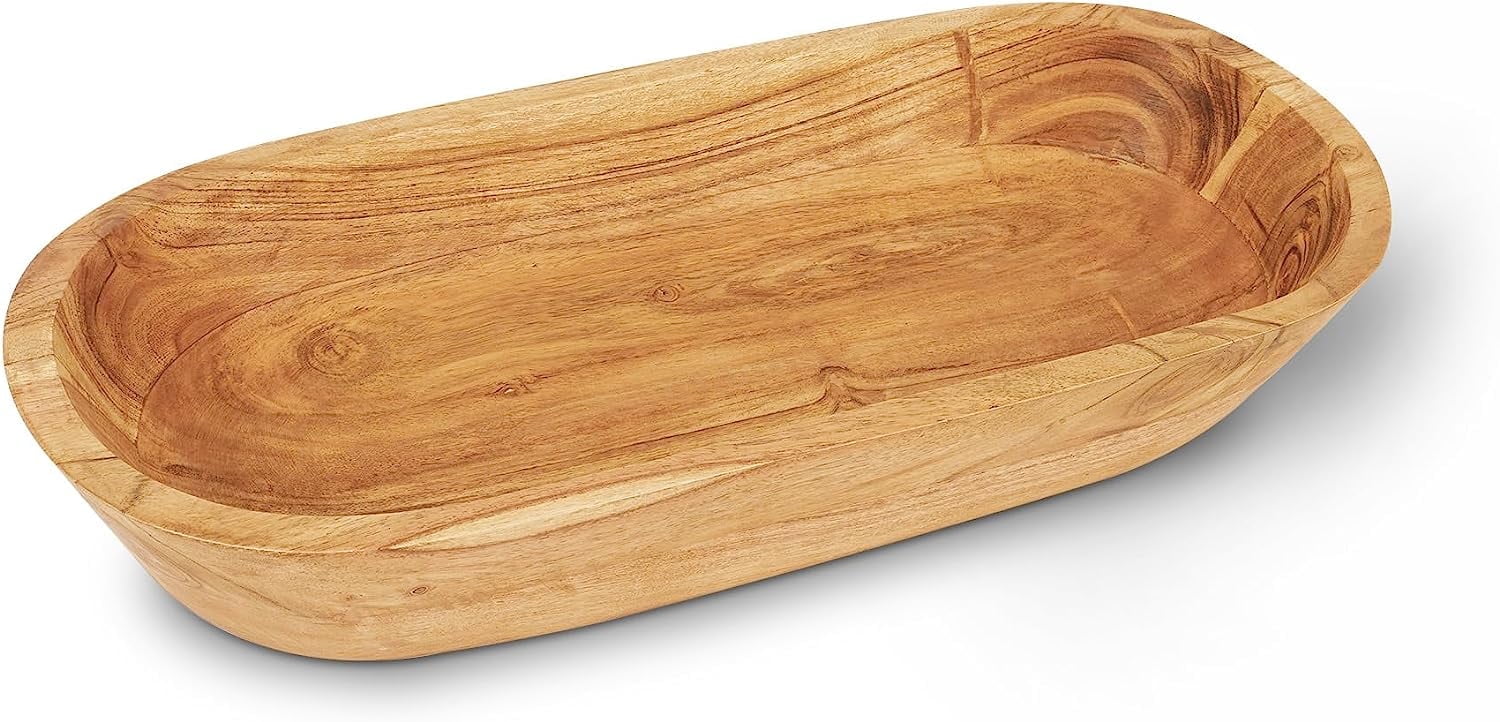Large Natural Acacia Wood Decorative Dough Bowl