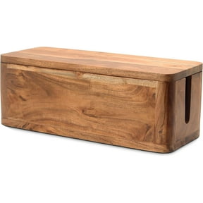 Luxe Designs Large Cable Management Box - Acacia Wood Cable Organizer Box and Power Strip Box for Electrical Cord Management - Desk Cord Hider - Wire Storage and Organization for Cords