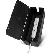 Luxe Designs | Large Cable Management Box   Rustic Black Wooden Cord Organizer for Home & Office - Power Strips & Surge Protector - Wire Storage for Desk & Floor