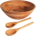 thumbnail image 1 of Luxe Designs Wooden Salad Bowl Set - Food Safe & Sustainable Decorative Bowl - Wood Bowl for Fruits, & Salads - Easy to Clean Large Salad Bowls Set w/Spoon, Fork – Wooden Bowls for Food, 1 of 9