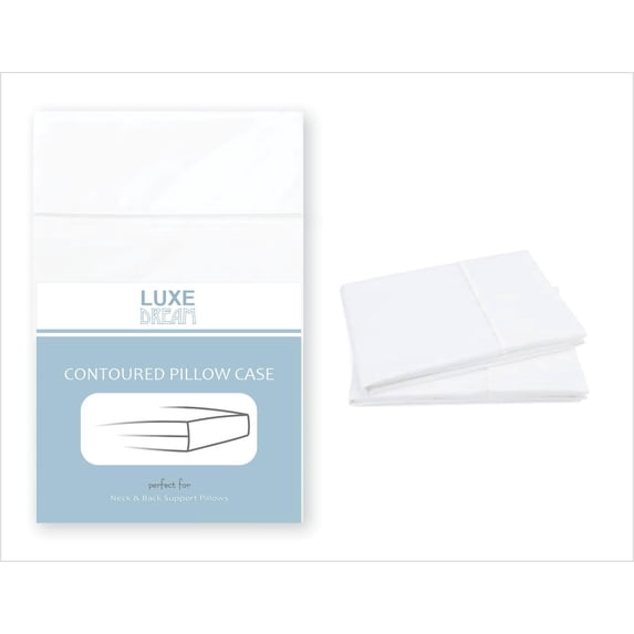 Luxe Dream Silky White Contoured Pillowcase for Neck and Back Support Pillows, 2 Pc Set by DR. Organizer