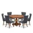 thumbnail image 1 of Luxe by East West Furniture 7-Piece Dining Table Set Of A Kitchen Table, 6 Platinum Gray Dining Room Chairs, 1 of 7