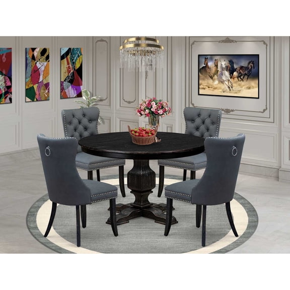 East West Furniture Ferris 5-Piece Modern Dining Set in Black Finish