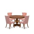 thumbnail image 1 of Luxe by East West Furniture 5-Pc Dining Room Table Set Include A Round Table And 4 Beige Red Parsons Chairs, 1 of 7